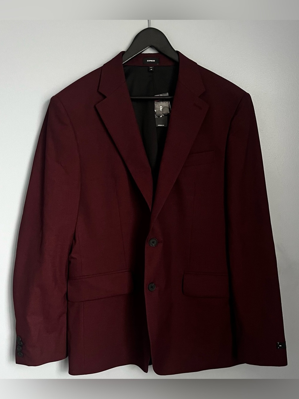 Express Men's Wine Burgundy Oxblood  Slimfit Suit Jacket SZ 40R - Picture 2 of 5